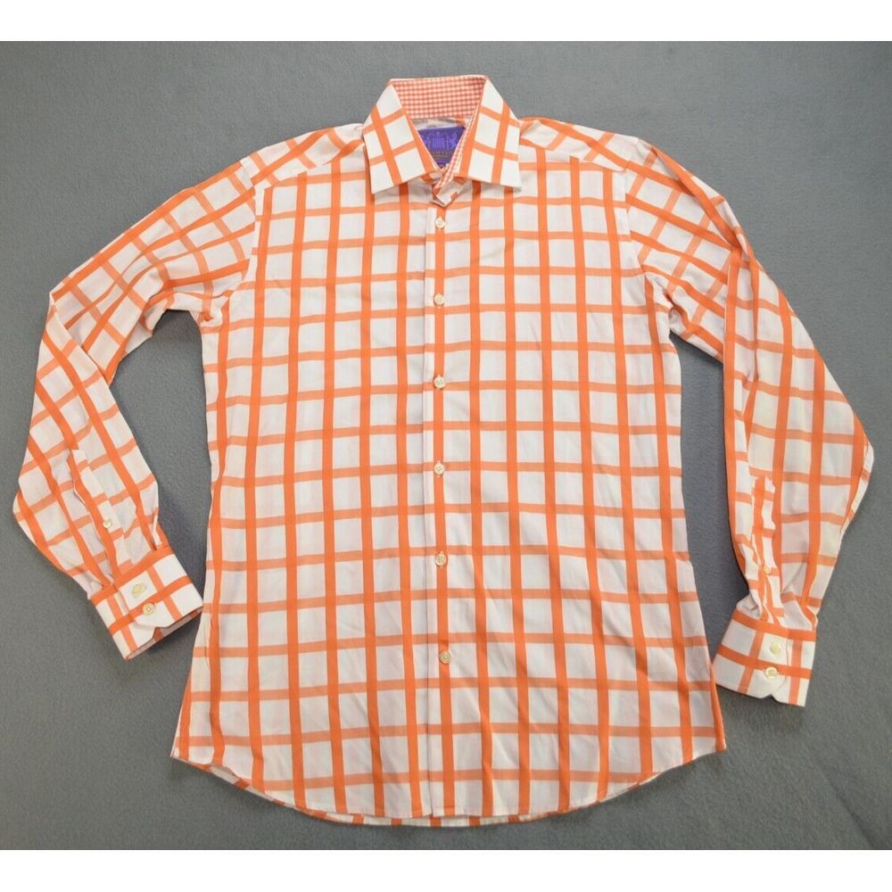 Curtis Brandon Shirt Mens Small‎ / 35 Orange Check Long Sleeve Button Up
